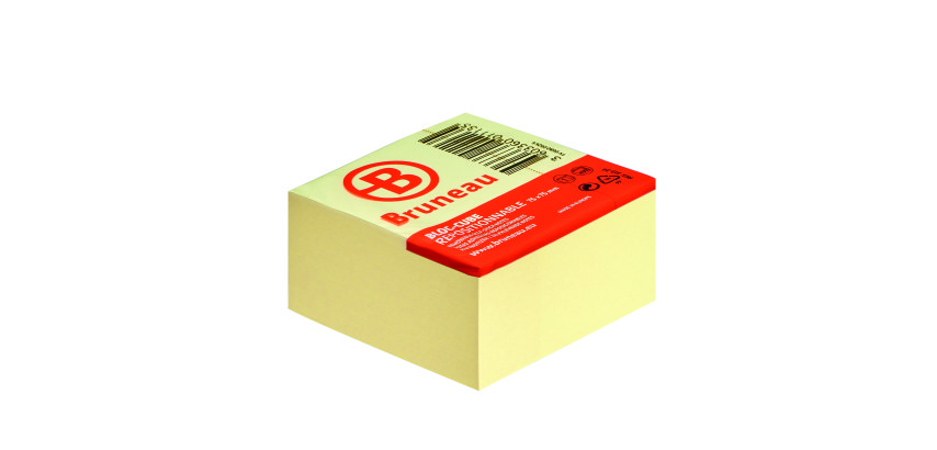 Yellow Bruneau repositionable cube block 75 x 75 mm - 400 sheets block