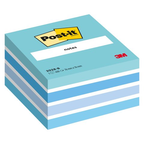 Cubo de notas colores pastel Post-it 76 x 76 mm 450 hojas azul