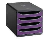 Module de classement Exacompta Big-Box 4 tiroirs gris foncé - parme
