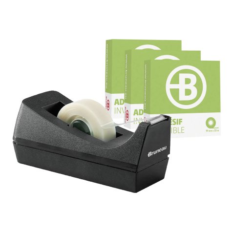 Pack zware plakbandhouder Bruneau + 6 onzichtbare plakbandrollen 19mm x 33m Bruneau
