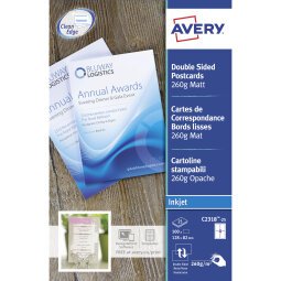 Carte de correspondance Avery Quick and Clean 128 x 82 mm - 260 gr - blanche - Pochette de 100