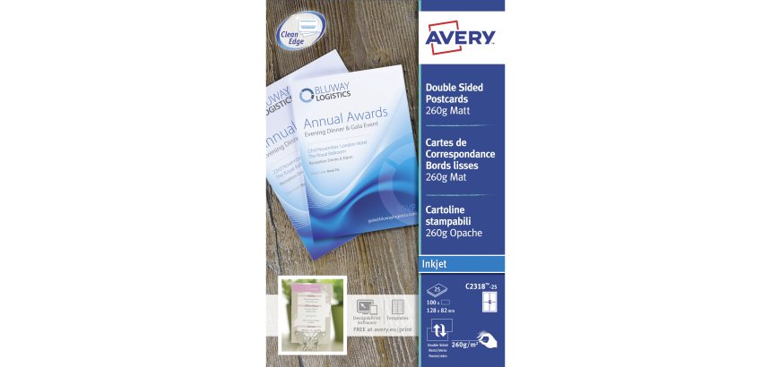 Carte de correspondance Avery Quick and Clean 82 x 128 mm - 260gr - blanche - Pochette de 100