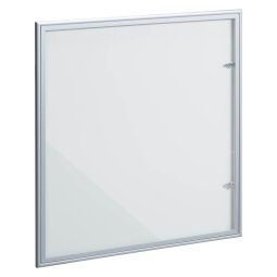 Glazen uitstalkast met klapdeur met gelakte lichtgrijze wand - 12 A4-bladen
