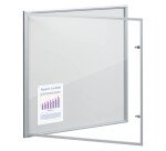 Vitrine d’intérieur porte battante fond laqué gris clair - 12 feuilles A4