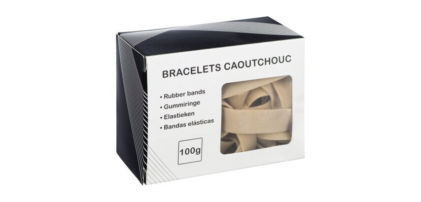 Bracelets caoutchouc longueur 200 mm largeur 16mm - Boîte de 100 g