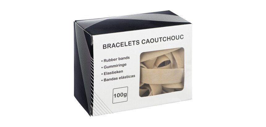 Bracelets caoutchouc longueur 200 mm largeur 16mm - Boîte de 100 g