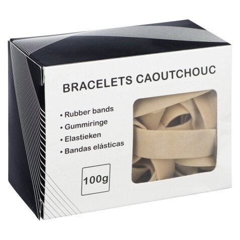 Bracelets caoutchouc longueur 200 mm largeur 16mm - Boîte de 100 g