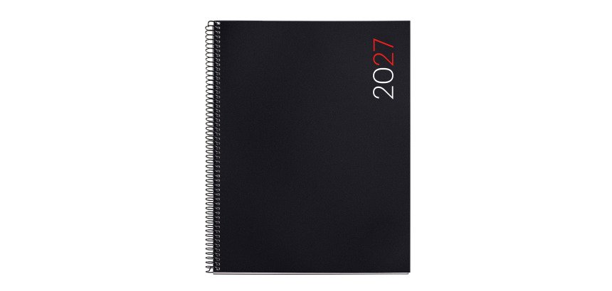 Agenda espiral City Pro Dia página 210 x 270 mm Polipropileno negro Miquelrius
