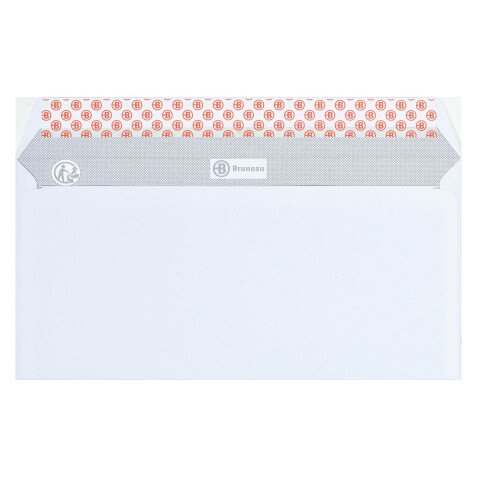 Enveloppe recyclée Bruneau 80 g/m² blanche - Patte autocollante avec bande protectrice - Boîte de 500