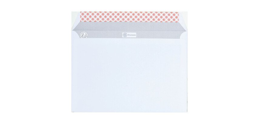Enveloppe recyclée Bruneau 80 g/m² blanche - Patte autocollante avec bande protectrice - Boîte de 500
