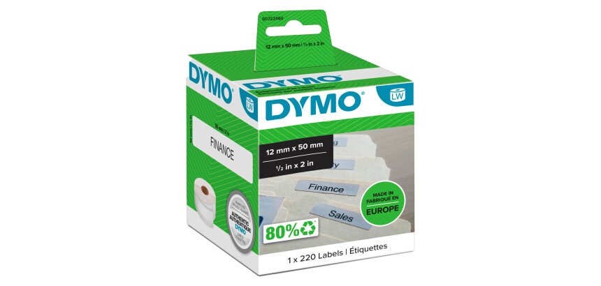 Rollos de etiquetas Dymo 99017 LW 220" Carpetas colgantes" 12x50 mm rollo de 220