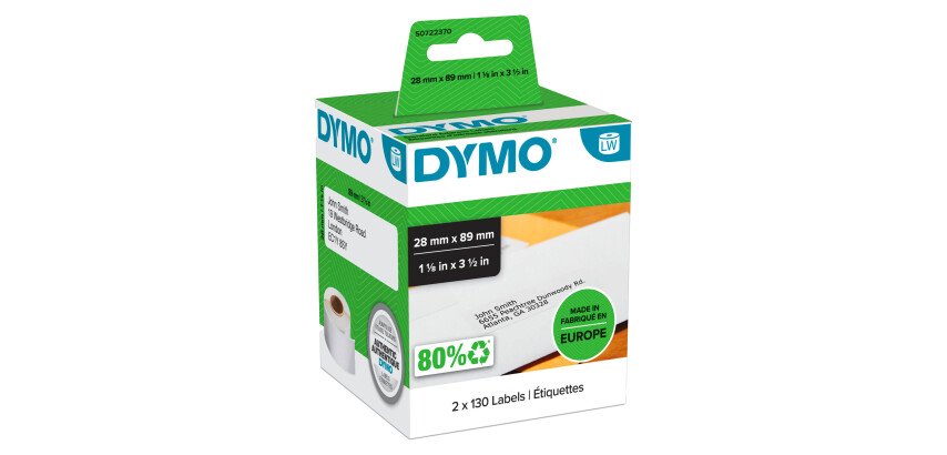 Etiquette adresses 28 x 89 mm Dymo - boîte de 2 rouleaux de 130