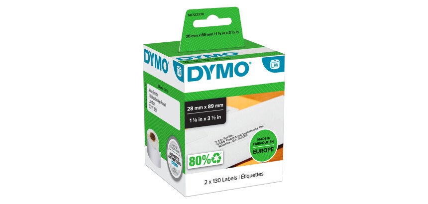 Etiquettes adresses 28 x 89 mm Dymo - 2 rouleaux de 130