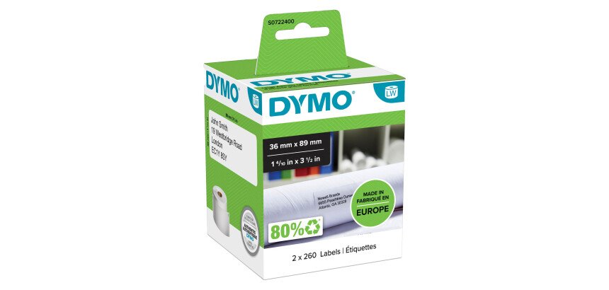Etiquettes adresses 36 x 89 mm Dymo - 2 rouleaux de 260