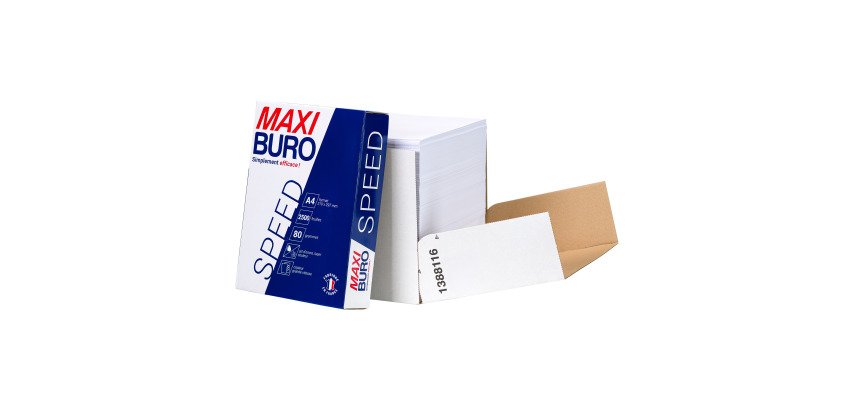 Boîte de 2500 feuilles blanches Speed A4 80g de Maxiburo