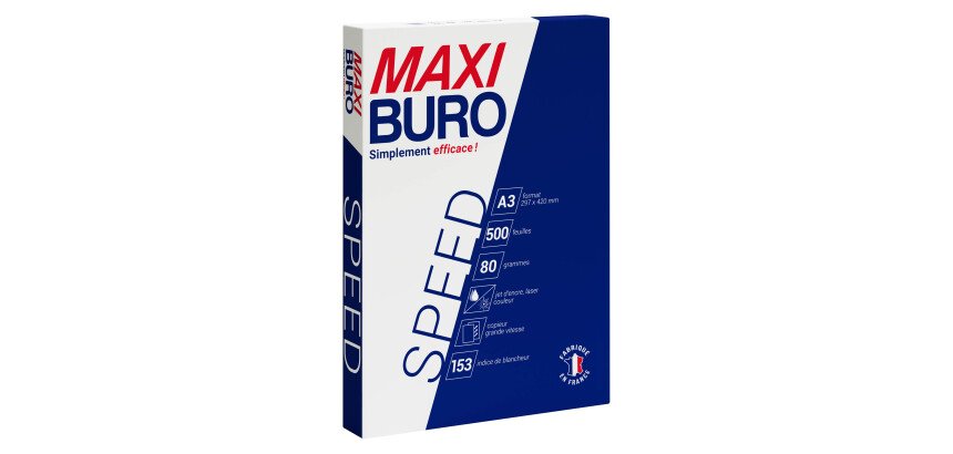 Ramette papier Speed A3 80g - 500 feuilles - Blanc - Maxiburo