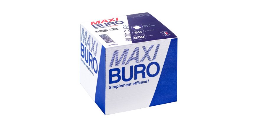 Bloc cube 800 feuilles blanc 90 x 90 mm - Maxiburo