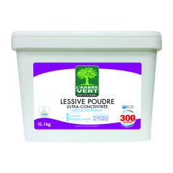 Lessive poudre Ultra-concentrée Hypoallergénique L'Arbre Vert professionnel - 300 lavages - Seau de 15,1 kg