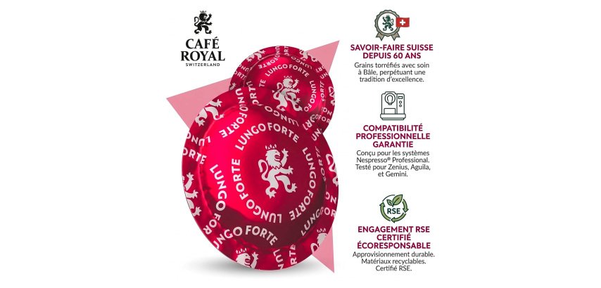 Coffee capsule Café Royal Professional Lungo Forte - Box of 50 - Compatible with Nespresso Professional