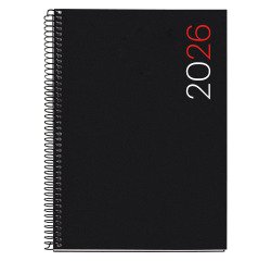 Agenda espiral City Plus semana vista Vertical 155 x 213 mm Polipropileno negro Miquelrius