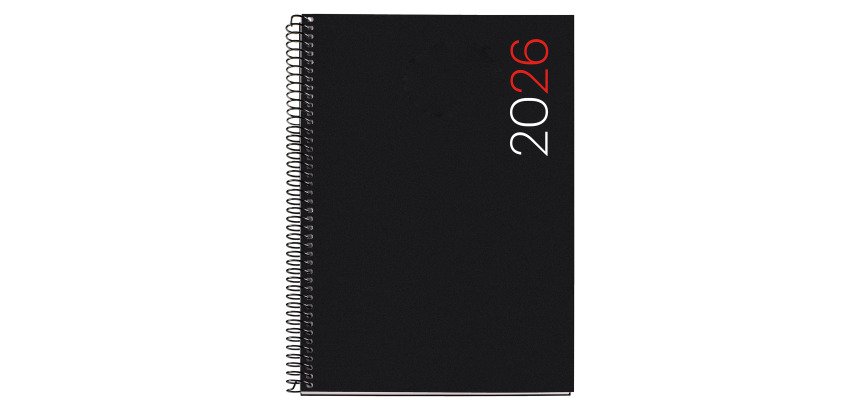 Agenda espiral City Plus semana vista Vertical 155 x 213 mm Polipropileno negro Miquelrius