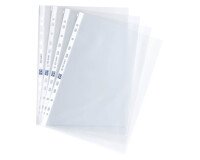 Boîte de 100 pochettes transparentes perforées grainées en polypropylène 7/100e - Maxiburo