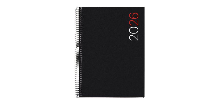 Agenda espiral City Plus semana vista vertical Catalán 155 x 213 mm  Polipropileno negro Miquelrius