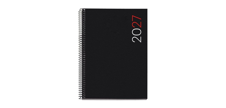 Agenda espiral City dia página 155 x 213 mm Catalán polipropileno negro Miquelrius