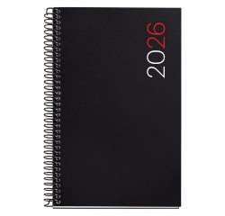 Agenda espiral City dia página Catalán 117 x 182 mm Polipropileno negro Miquelrius