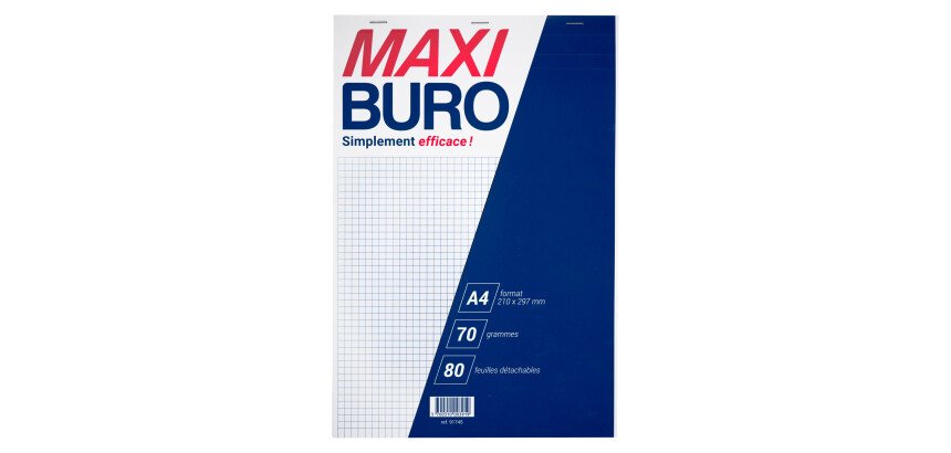 Bloc de bureau A4 petits carreaux 80 feuilles - Maxiburo