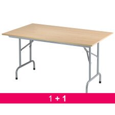 Pack 1 table pliante Primera hêtre L 140 x P 80 cm achetée = 1 table identique offerte