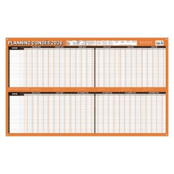 Planning congés/absences 2026 - effacable à sec - L  99 x H 60 cm