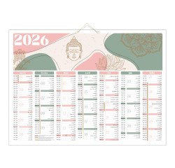Calendrier semestriel mural Zen 2026 - 55 x 40,5 cm