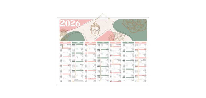 Calendrier mural 2026 - Zen - L 55 x 40,5 cm