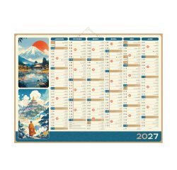 Calendrier semestriel mural Zen 2027 - 55 x 40,5 cm
