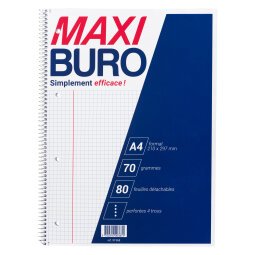 Heft mit Spirale Maxiburo A4+ 5 x 5 und 4 x perforiert