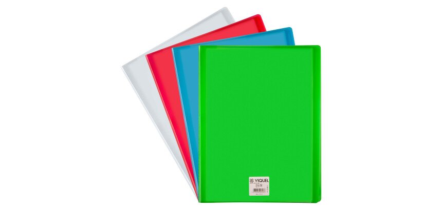Protège-documents Viquel polypropylène translucide A4 couleurs assorties - 50 pochettes