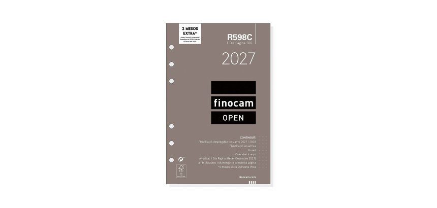 Recambio anual 500 117x181 1 Día Página Open R598C Finocam Catalán
