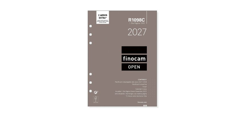 Recambio anual 1000 155x215 1 Día Página Open R1098C Finocam Catalán