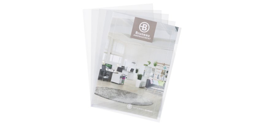 Pack 200 chemises coin plastique Bruneau A4 PVC 15/100e incolores + 100 offertes