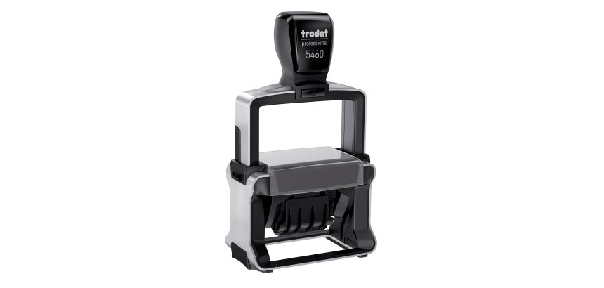 Tampon encreur automatique dateur "Reçu le" Trodat Metal Line 5460L bicolore