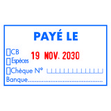 Tampon encreur automatique dateur "Payé le" Trodat Metal Line 5460L bicolore