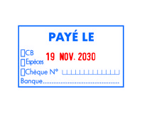 Tampon encreur automatique dateur "Payé le" Trodat Metal Line 5460L bicolore