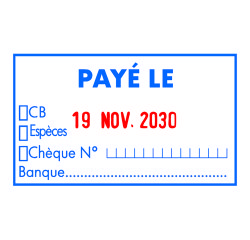 Tampon encreur automatique dateur "Payé le" Trodat Metal Line 5460L bicolore