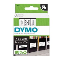 Cinta Dymo D1 Ancho 24 mm x 7 m. Escritura negra, fondo blanco. Dymo 53713