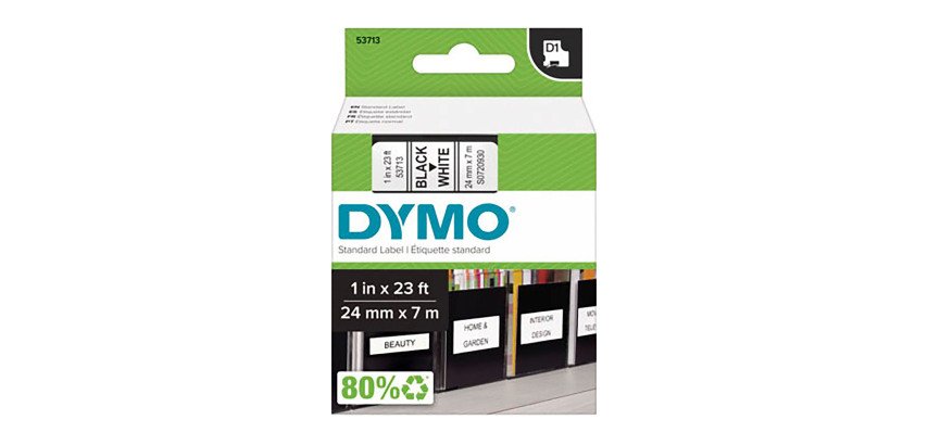 Ruban polyester Dymo D1 24 mm S0720930 blanc écriture noire