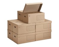 Packung 60 Archivschachteln Rücken 10 cm + 10 Container Budget braun