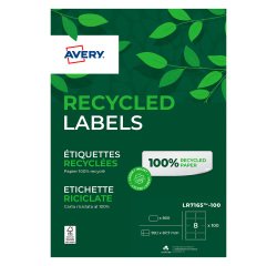 Etiqueta de dirección multiuso reciclada 99,1 x 67,7 mm Avery LR7165-100 blanca - Caja de 800