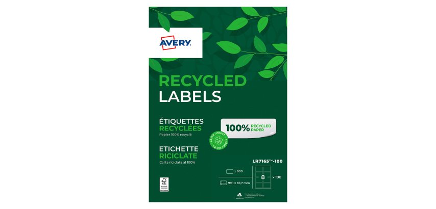 Box of 800 recycled address labels Avery laser 99,1 x 67,7 mm LR7165 white