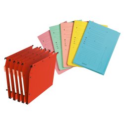 Pack van 50 hangmappen voor kasten 33 cm kraft Ultimate Elba bodem 15 mm oranje + 50 gratis indexmappen